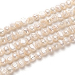 Fili di perle di perle d'acqua dolce coltivate naturali, patata, bisque, 4x4~5mm, Foro: 0.5 mm, circa 84pcs/filo, 13.78 pollice (35 cm)