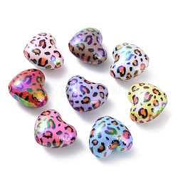 UV Plating Opeque Acrylic Beads, Iridescent, Heart, Mixed Color, 19.5x22x13mm, Hole: 2.5mm