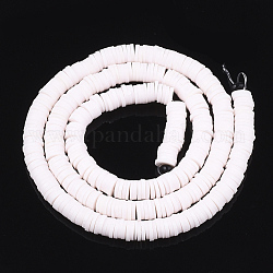 Flat Round Eco-Friendly Handmade Polymer Clay Bead Spacers, PapayaWhip, 3x1mm, Hole: 1mm, about 380~400pcs/strand, 17.7 inch