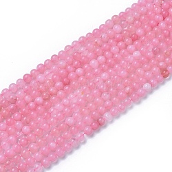 Granos naturales de abalorios de cuarzo rosa, redondo, 8~8.5mm, agujero: 1 mm, aproximamente 47 pcs / cadena, 15 pulgada ~ 15.5 pulgadas
