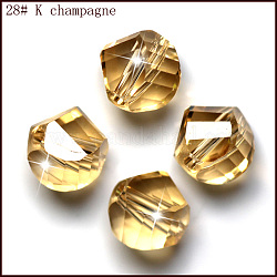 Imitation österreichischen Kristallperlen, Klasse aaa, facettiert, Vieleck, golden, 6 mm, Bohrung: 0.7~0.9 mm