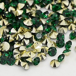 Grado AAA puntiagudo Diamante de imitacións de resina, forma de diamante, verde oscuro, 3mm, aproximamente 14400 unidades / bolsa