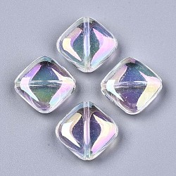 Perles en acrylique transparente, couleur ab , losange, clair ab, 23x23.5x7mm, Trou: 1.6mm