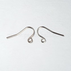 Iron Earring Hooks, with Horizontal Loop, Platinum, 12x19x0.7mm, Hole: 2mm, Pin: 0.7mm