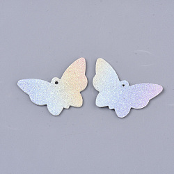 PU Leather Pendants, with Double Sided Glitter Powder, Butterfly, Colorful, 32.5x48x1.5~2mm, Hole: 2.5mm