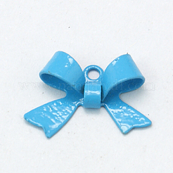 Латунные подвески, окрашеные, бантом, голубой, 10.5x15 мм, отверстие : 1 мм