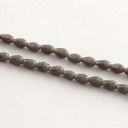 Chapelets de perles en verre, facette, larme, grises , 5x3mm, Trou: 1mm, Environ 99~101 pcs/chapelet, 19.7 pouce