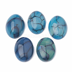 Cabuchones de ágata natural, teñido, oval, azul dodger, 25x18x7.5~8mm