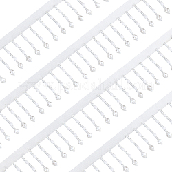 Fingerinspire 2 ярд полиэстеровые ленты, с кисточкой из пластиковых бусин, украшение занавеса, аксессуары для костюма, белые, 1-3/4 дюйм (44 мм)