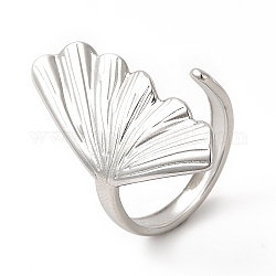 304 anillo de puño abierto con forma de concha de acero inoxidable para mujer, color acero inoxidable, nosotros tamaño 6 (16.5 mm)