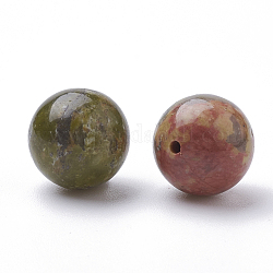 Perle Unakite naturali, mezzo forato, tondo, 10mm, Foro: 1 mm