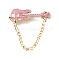 Broche en alliage émail, broche de guitare avec chaîne, rose, 37mm