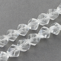 Glass Bead Strands, Faceted, Twist, Clear, 4x4x4mm, Hole: 1mm