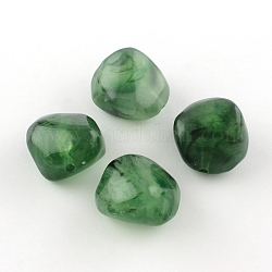 Perles acryliques imitation pierre précieuse de pépite, vert de mer moyen, 25x24x17mm, Trou: 3mm, environ 84 pcs/500 g