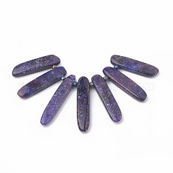 Fili di perle di pietra mica naturale di lepidolite / viola, pendenti a ventaglio graduati, perline focali, perle di spodumene, 38~49x9~10x5~6mm, Foro: 1.5 mm, 7 pc / set, 3.14 pollice / filo, perle di vetro: 4 mm