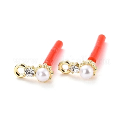 Accessoires de clous d'oreilles en alliage, avec 925 épingle en argent {925}/{1000}e et perle d'imitation en plastique ABS, avec boucle, fleur, or, 11.5x5.5mm, Trou: 1.8mm, pin: 0.7 mm