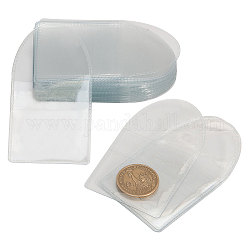 Münzhüllenhalter aus PVC mit einer Tasche, individueller Münzschutz aus durchsichtigem Kunststoff, für Münze, Aufbewahrung der Sammlung kleiner Schmuckstücke, Rechteck, Transparent, 5.5x5.15x0.1 cm