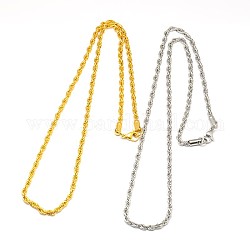Fabrication de collier de chaîne de corde en acier inoxydable à la mode 304, avec fermoir pince de homard, couleur mixte, 21.5 pouce ~ 24 pouces (54.6~60.9 cm) x 3 mm
