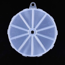 Recipientes de almacenamiento de perlas redondas planas de polipropileno (pp), con tapa abatible y 10 rejilla, para joyería pequeños accesorios, Claro, 12.8x1.5 cm, compartimento: 51x36 mm