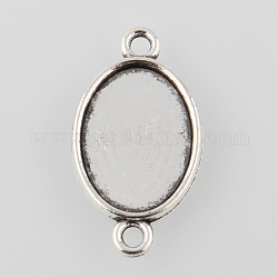 Impostazioni del connettore piatto ovale cabochon in argento antico in lega di stile tibetano,  cadmio& piombo libero, vassoio: 18x13mm, 29x16x2mm, Foro: 2 mm, circa 666pcs/1000g