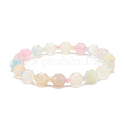 Bracelet extensible perlé rond en agate naturelle avec graine de verre, bijoux en pierres précieuses pour femmes, colorées, diamètre intérieur: 2-1/8 pouce (5.4 cm)