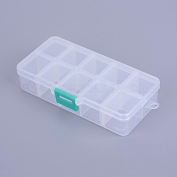 Organizer Aufbewahrungsbox aus Kunststoff, einstellbare Trennboxen, Rechteck, weiß, 13.5x7x3 cm, Fach: 3x2.5cm, 10 Fach / box