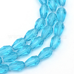 Chapelets de perles en verre transparent, larme à facettes, bleu profond du ciel, 11x8mm, Trou: 1mm, 60 pcs / chapelet, 28 pouce