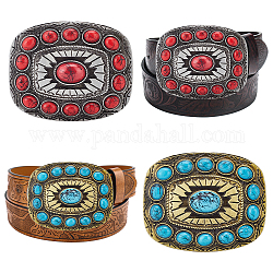 WADORN 2Pcs 2 Colors Alloy Smooth Buckles, Belt Fastener, with Resin Imitation Synthetic Turquoise, Rectangle, Mixed Color, 62x77x7.5mm, Hole: 16x40mm, 1pc/color