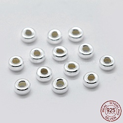 Séparateurs perles en 925 argent sterling, rondelle, couleur d'argent, 6x3mm, Trou: 2.5mm, environ 20 pcs/5 g