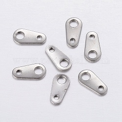 Attaches ovales en 304 acier inoxydable, connecteurs d'extension de chaîne, couleur inoxydable, 8x4x0.6mm, trou: 1 mm et 2 mm