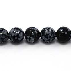 Naturschneeflocke Obsidian Perlen Stränge, Runde, 4 mm, Bohrung: 1 mm