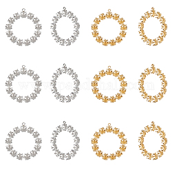 UNICRAFTALE 12pcs 2 Colors 304 Stainless Steel Ring Shape Pendant Rhinestone Settings Pendants Dangle Earrings Charms Metal Polishing Hollow Link Charm for Bracelets Crafts Jewelry Making