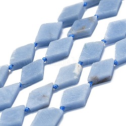 Natural Angelite Beads Strands, Rhombus, 20~22x12~13x4~5mm, Hole: 1mm, about 19pcs/strand, 16.73''(42.5cm)