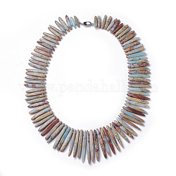 Collares naturales con cuentas de aguamarina jaspe terra graduado, con broches de bronce tono platino, 20 pulgada ~ 24 pulgadas (51~61 cm)