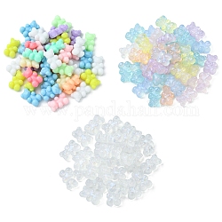 Perles acryliques opaques et transparentes, ours, couleur mixte, 18x11~12x7~8mm, Trou: 1.6mm, 110 pièces / kit
