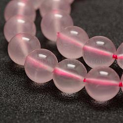 Granos naturales de abalorios de cuarzo rosa, redondo, 8mm, agujero: 1 mm, aproximamente 47 pcs / cadena, 15.5 pulgada (39 cm)