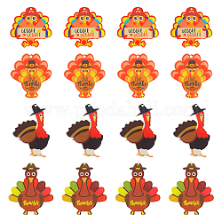 Sunnyclue 16 pièces 4 styles pendentifs acryliques opaques pour le jour de Thanksgiving, charme de dinde, couleur mixte, 37~53x39.5~52x2.2mm, Trou: 1.5mm, 4 pièces / style