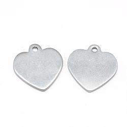 201 Stainless Steel Stamping Blank Tag Pendants, Heart, Stainless Steel Color, 17x16x1mm, Hole: 1.5mm