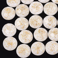 Cabuchones de resina, con polvo y papel de brillo, facetados, cúpula / medio redondo, oro, 14.5~15x5mm