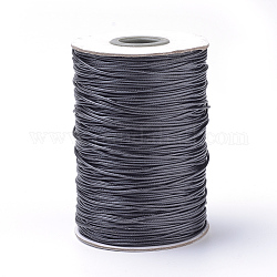 Cordes en polyester ciré coréen tressé, noir, 0.8mm, environ 87.48 yards (80 m)/rouleau