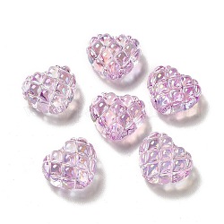 Abalorios de acrílico transparentes, corazón, violeta, 17.2~17.4x20~20.4x9.6mm, agujero: 3~3.2 mm