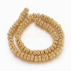 Electroplated Natural Lava Rock Beads Strands, Long-Lasting Plated, Rondelle, Golden Plated, 8.5~9x4.5~5mm, Hole: 1.2mm, about 81pcs/strand, 16.41 inch(41.7cm)