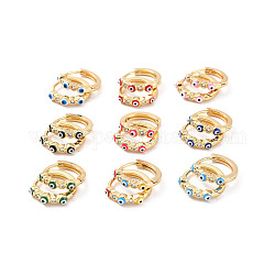 Серьги-кольца с эмалью от сглаза и прозрачными фианитами, настоящие 18-каратные позолоченные латунные украшения для женщин, без кадмия и без свинца, разноцветные, 16x14.5x3.5 мм, штифты : 0.8 мм