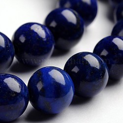 Lapis lazuli pierres précieuses rondes naturelles brins de perles, teinte, 10mm, Trou: 1mm, Environ 40 pcs/chapelet, 14.9 pouce