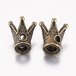 Сплавочные овальные бусины тибетского стиля , корона, античная бронза, 13x11~12 мм, отверстие : 2.5 мм