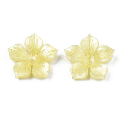 Perles acryliques opaques, fleur, champagne jaune, 29.5x28.5x6.5mm, Trou: 1.6mm