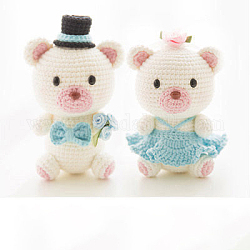 Kits de tricot de poupée de mariage bricolage pour débutants, y compris le fil, instruction, ours, produit fini : 140mm