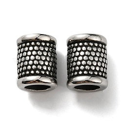 Retro 304 Stainless Steel Large Hole Barrel Beads, Antique Silver, 13.5x10.5mm, Hole: 7mm