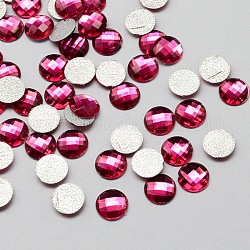 Transparent Faceted Half Round Acrylic Hotfix Rhinestone Flat Back Cabochons for Garment Design, Deep Pink, 10x2mm, about 2000pcs/bag