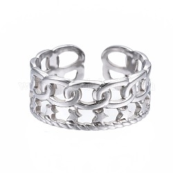304 anillo de puño abierto de estrella de acero inoxidable, anillo hueco grueso para mujer, color acero inoxidable, nosotros tamaño 6 3/4 (17.1 mm)